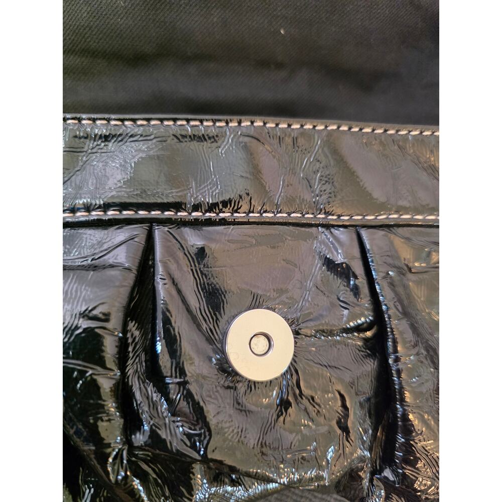 Vintage y2k Mini Satchel Black Pleather Crinkle Bag Purse Goth Grunge Streetwear - Picture 9 of 13